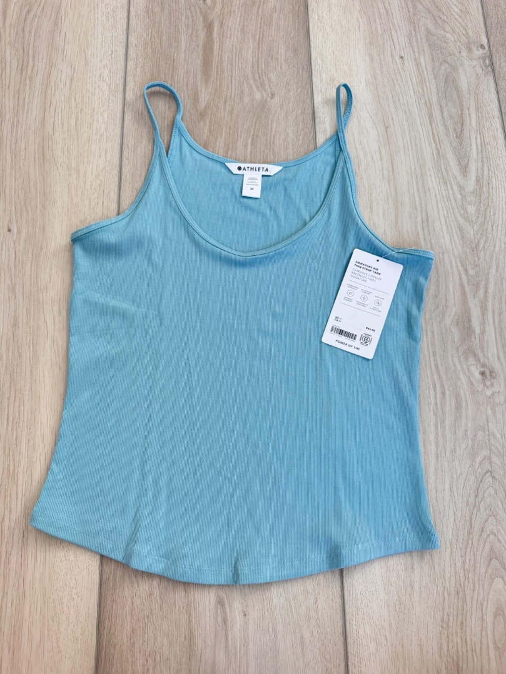 Athleta Signature Rib Thin Strap Tank - Size M - NWT - Waterloo Blue